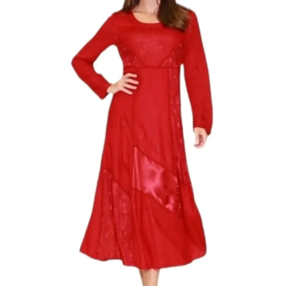 The Paragon Red Jacquard Satin Maxi Dress Size Medium